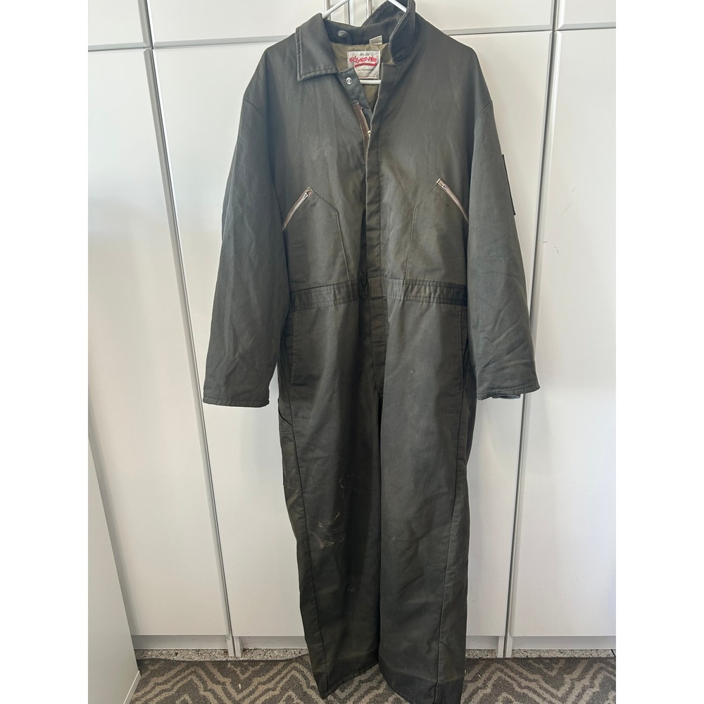 Vintage Walls Blizzard-Pruf Insulated Coveralls Olive Drab Workwear XL Regular